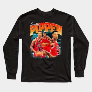 Scottie Pippen Basketball Legend Signature Vintage Retro 80s 90s Bootleg Rap Style Long Sleeve T-Shirt